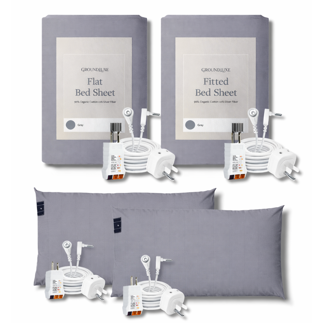 GroundLuxe Grounding Sheet Set in Dark Gray (1 flat, 1 fitted, 2 pillowcase)