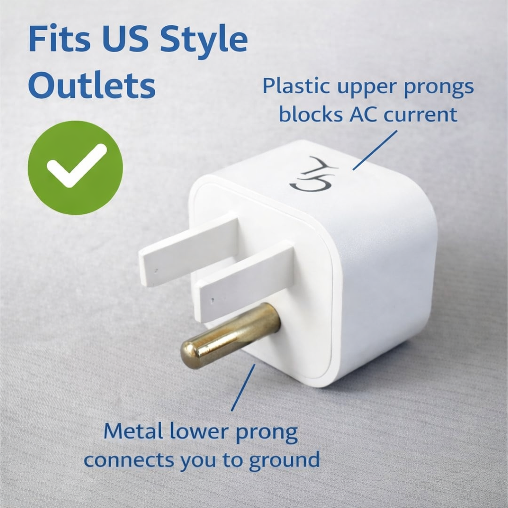 GroundLuxe Grounding Safety Adapter for North American Outlet